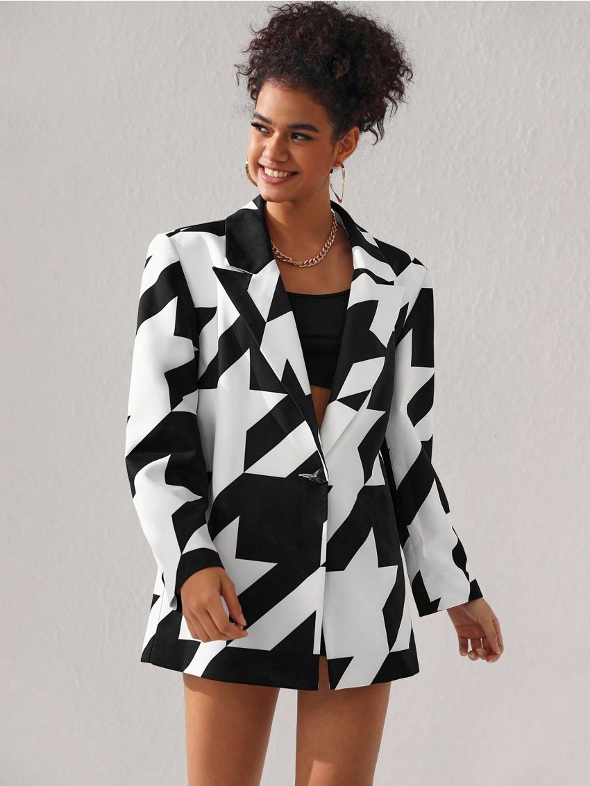 K by AKW The Oversized Boxy Blazer In Exaggerated Houndstooth