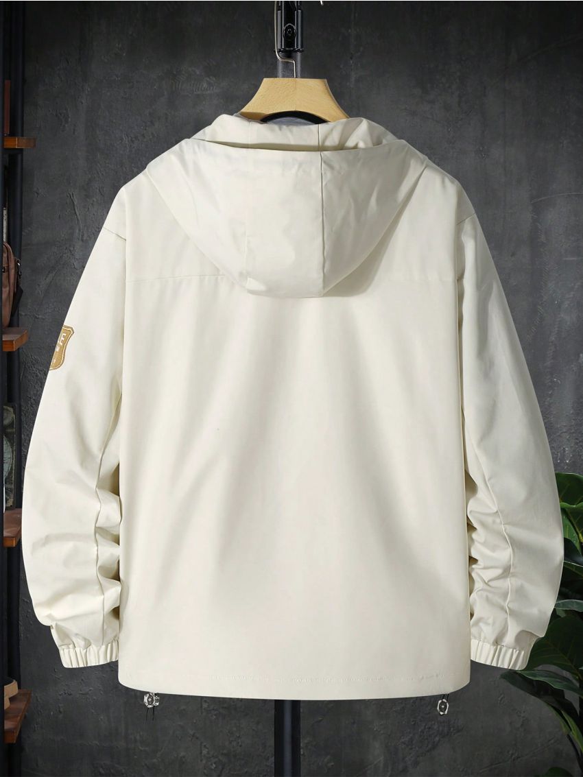 Manfinity Hypemode Men Letter Graphic Zip Up Hooded Jacket Without Tee