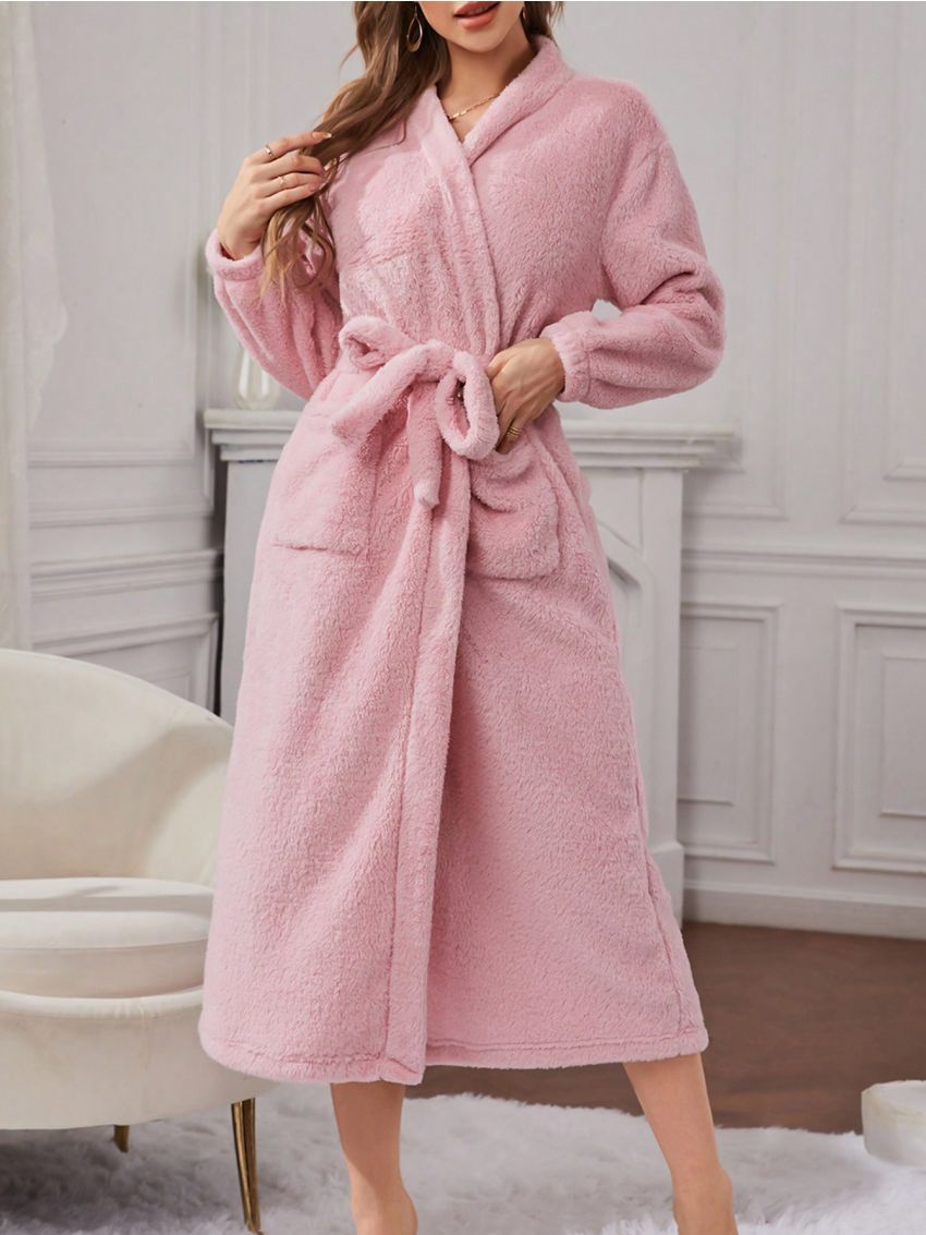 Solid Belted Flannel Robe