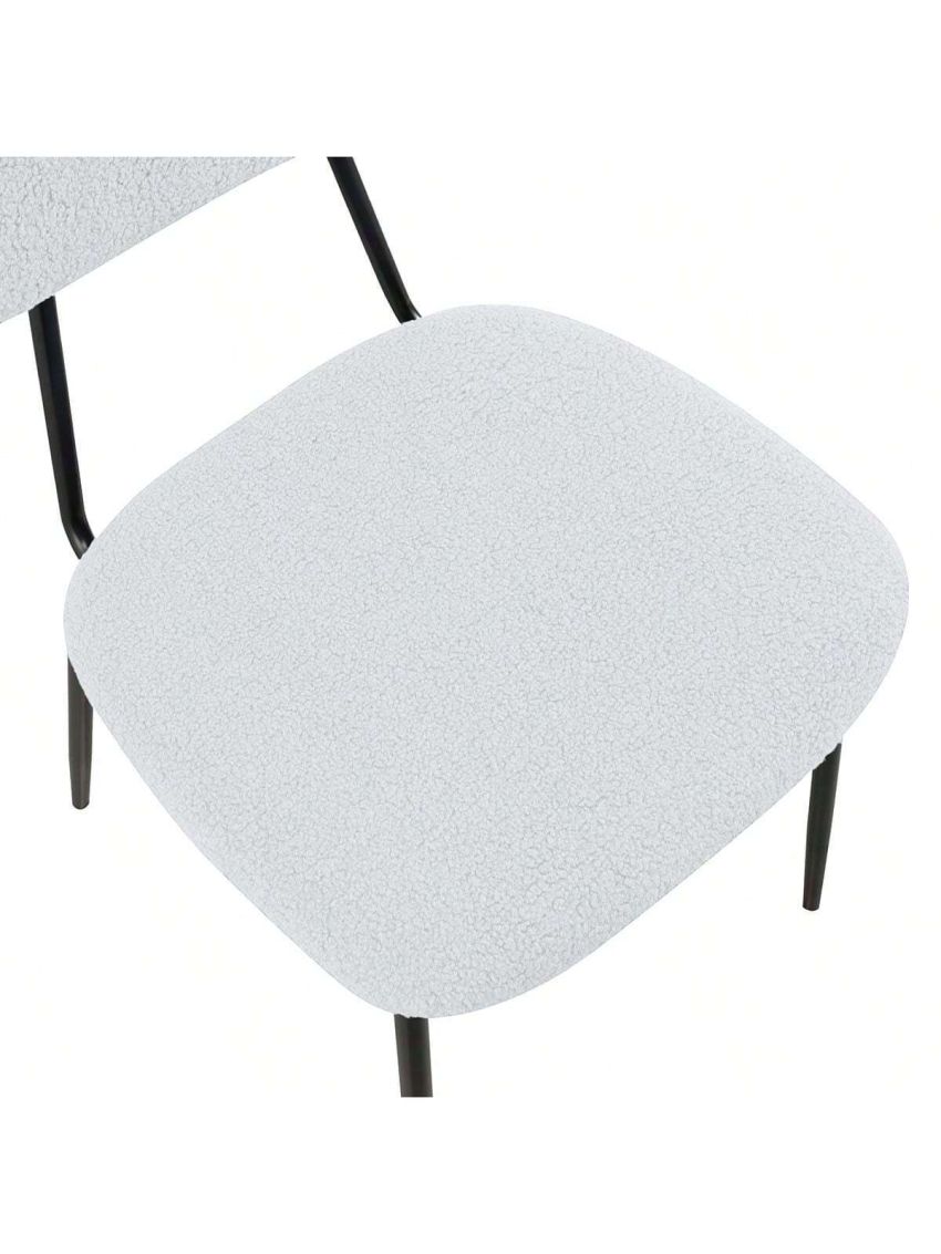 Dining Room Chairs Set of 2, Modern Comfortable Feature Chairs with Faux Plush Upholstered Back and Chrome Legs, Kitchen Side Chairs for Indoor Use Home, Apartment