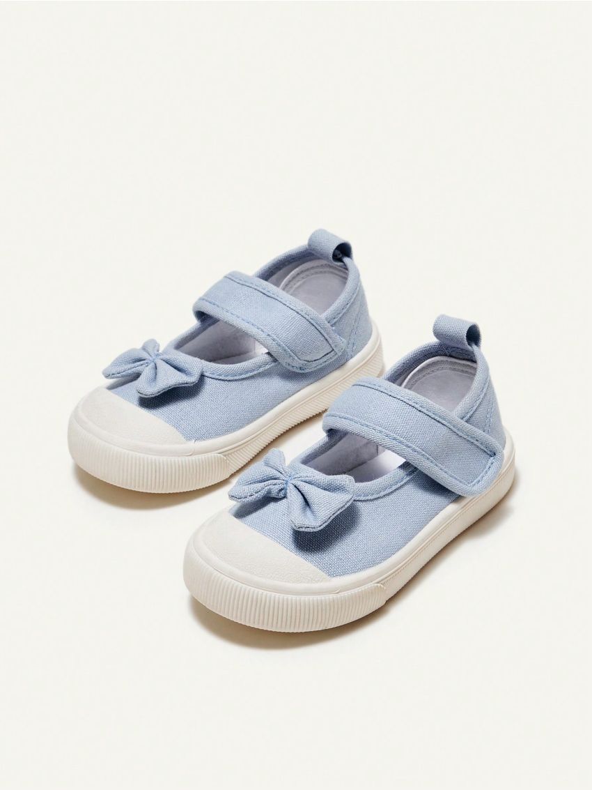 Cozy Cub Girls' Light Blue Bowknot Canvas Flat Cute Comfortable Casual Princess Shoes