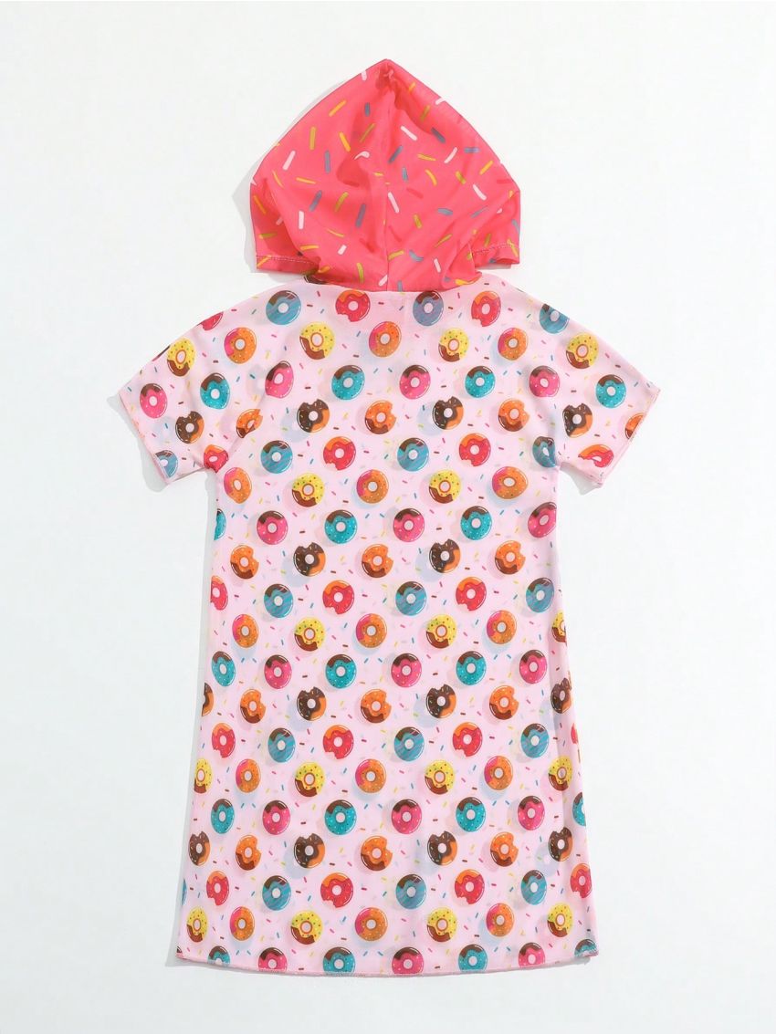 Little Girls' Donut Print Hooded Sweatshirt
