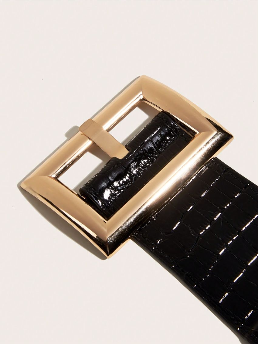 Round Ring & Rhinestone Decoration Elastic Waist Belt, All-match Accessory For Four Seasons