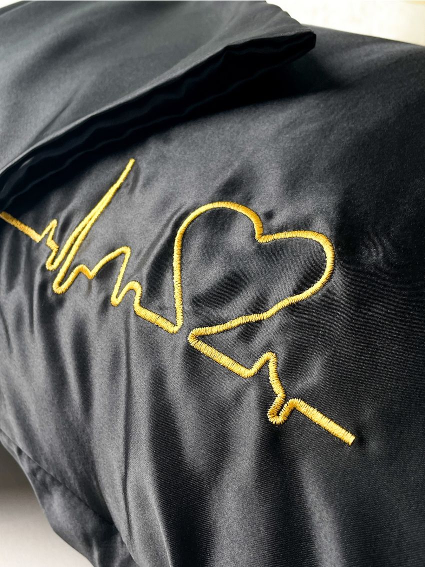 1pair Heart Embroidered Satin Pillowcase Without Filler