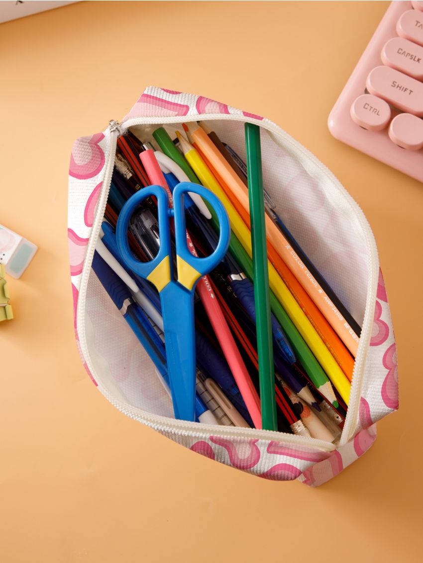 1pc Heart Pattern Pencil Bag