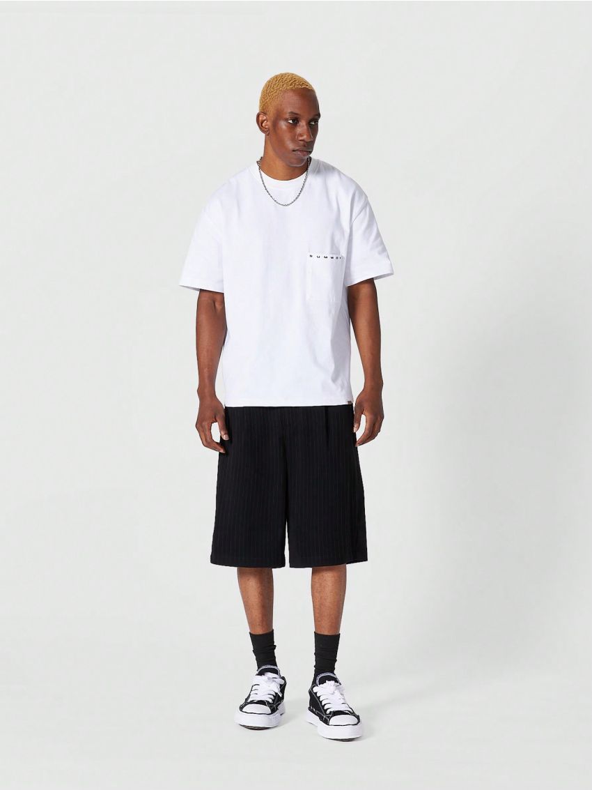 SUMWON BERMUDA LENGTH PINSTRIPE SMART SHORT