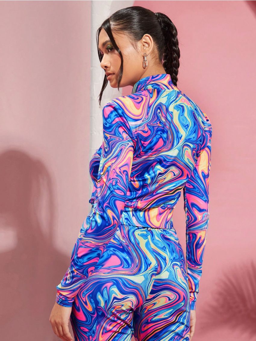 Manfinity Unisex Men's Printed Fluid Knitwear Casual Two-Piece Set