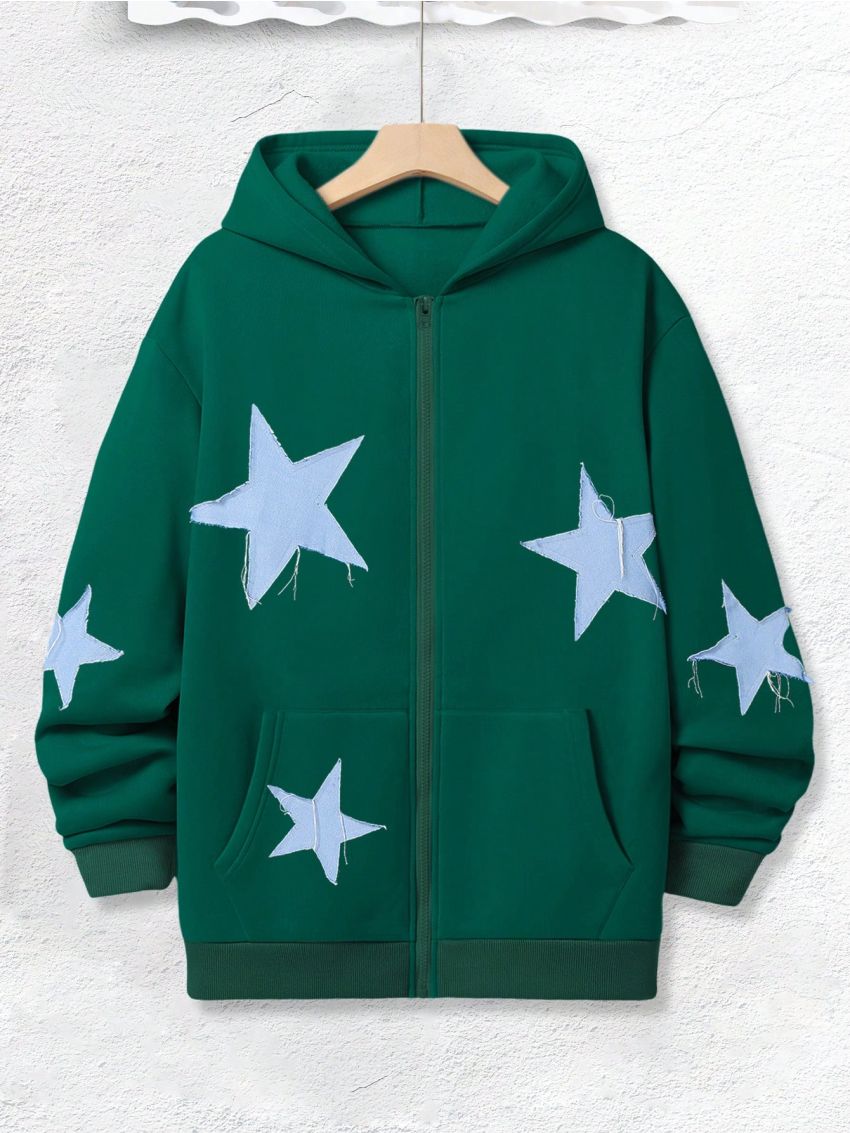 Manfinity Hypemode Men's Zip-up Hoodie With Star Pattern