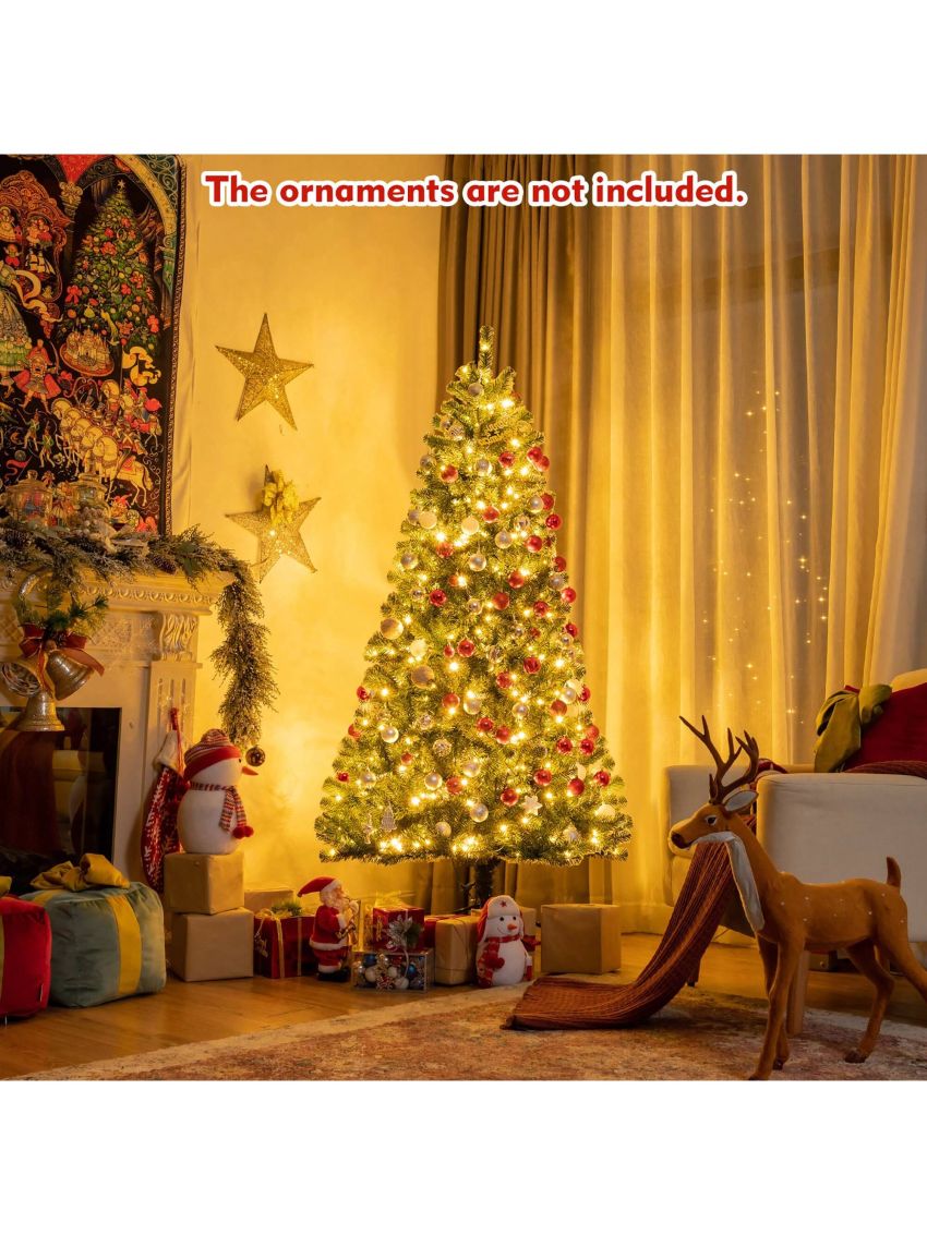 Costway 6ft Pre-lit Hinged Christmas Tree w/ Remote Control & 9 Lighting Modes