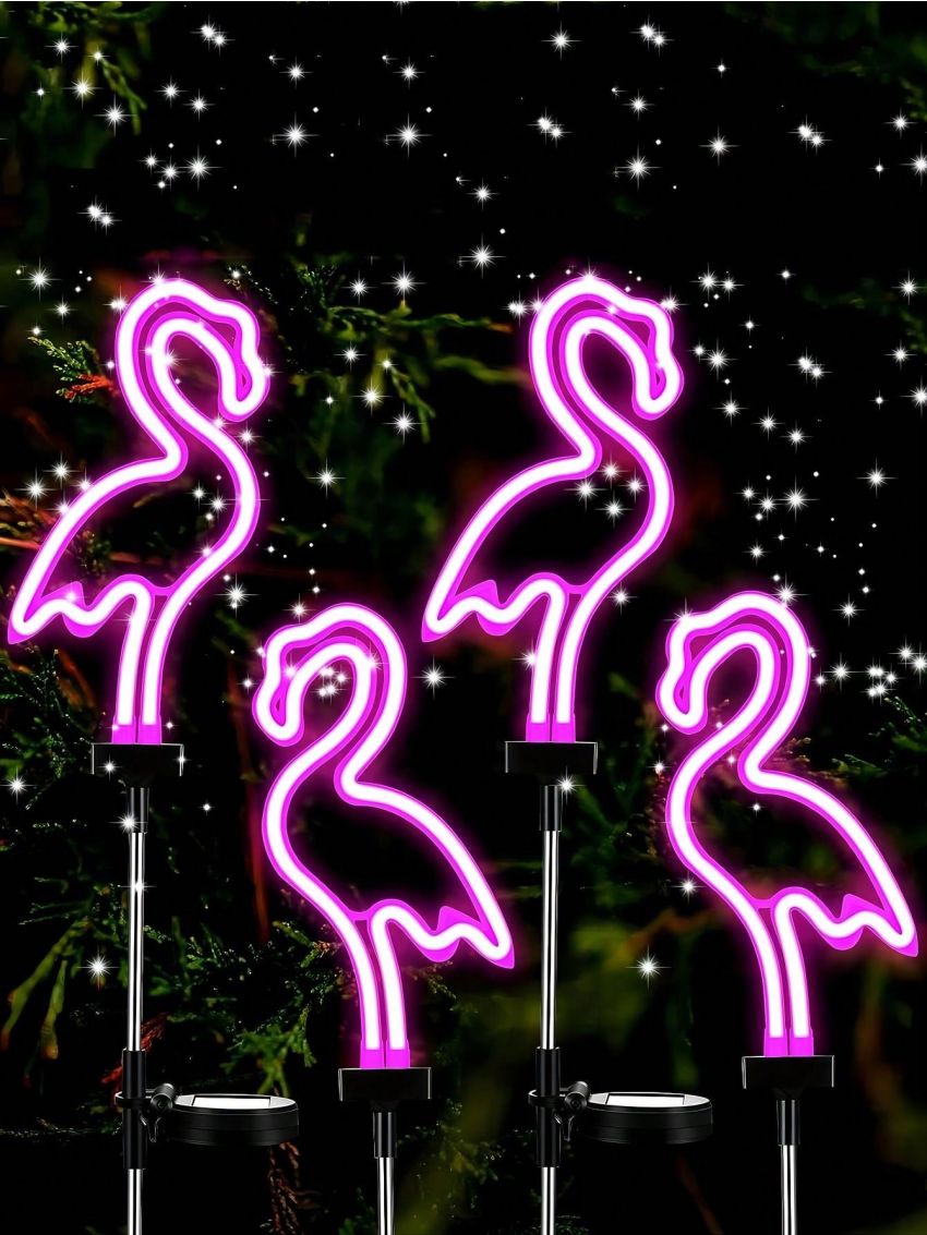 2pcs/1pc Solar neon Flamingo garden lights, neon pink flamingo lighting, waterproof outdoor path post lights, birthday party wedding Christmas decorative lights, garden, yard, lawn, park, walkway, path decoration, gifts for close friends and friends