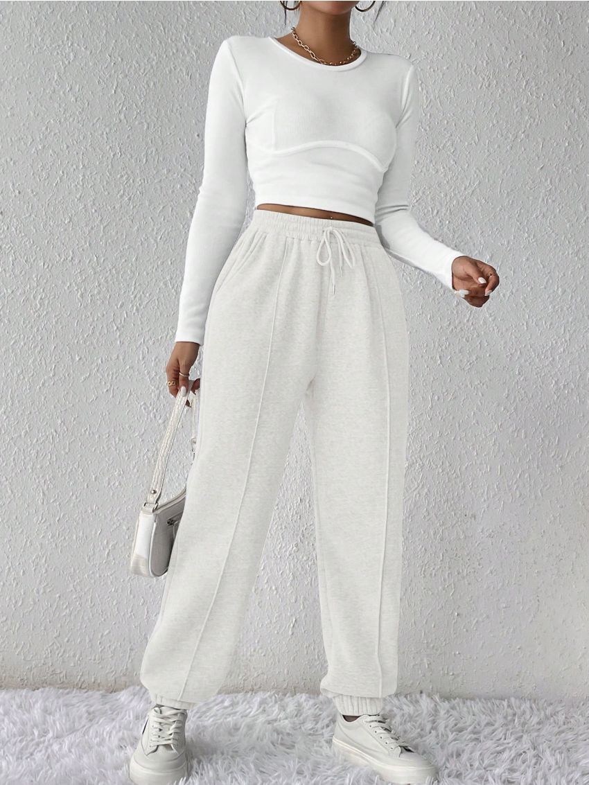 SHEIN Frenchy Women'S Solid-Colored Drawstring Sweatpants