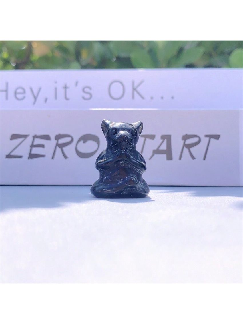 1pc Random Color Natural Crystal Carved Bear Ornament, Natural Stone, May Have Irregular Cracks And Small Chips