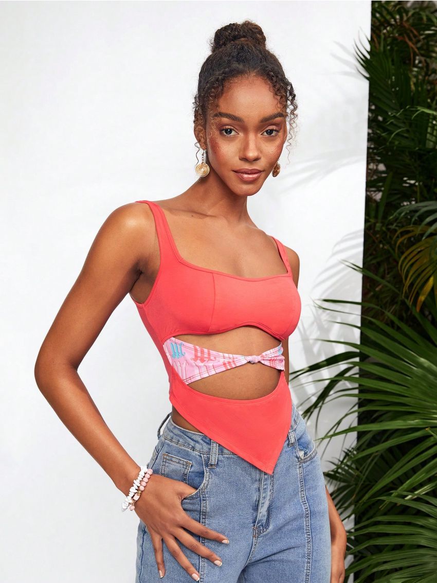 WANDERFUL Women's Fitted Sleeveless Cutout Top