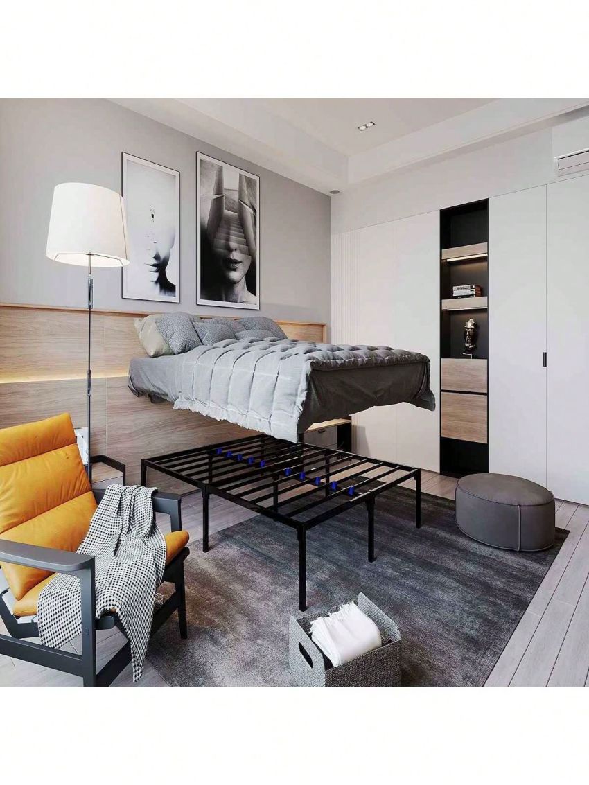 Silent & Durable | No Need for a Box Spring | FastLock Metal Bed Frame Platform | 14-Inch Mattress Support Metal Bed Frame Size | Platform Bed Frame with a 3500 LB Capacity