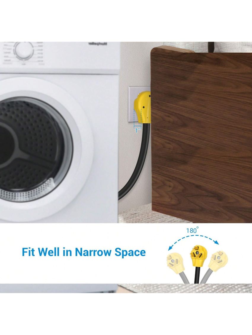 DEWENWILS Dryer Plug Adapter 4 Prong to 3 Prong, NEMA 10-30P Plug to 14-30R Receptacle, 4P Newer Dryer to 3P Older House,10AWG STW Dryer Connector Cord, 30 Amp/250V/7500W, 1.5 FT, UL Listed