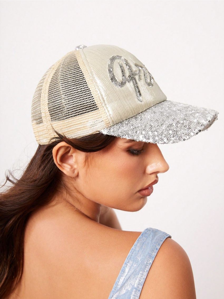 SHEIN SXY Letter Graphic Sequin Decor Baseball Cap