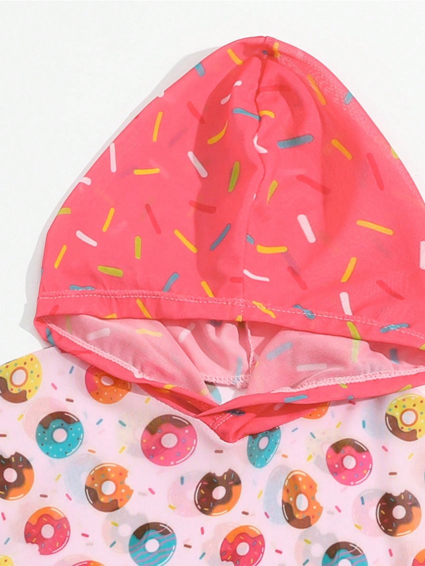 Little Girls' Donut Print Hooded Sweatshirt