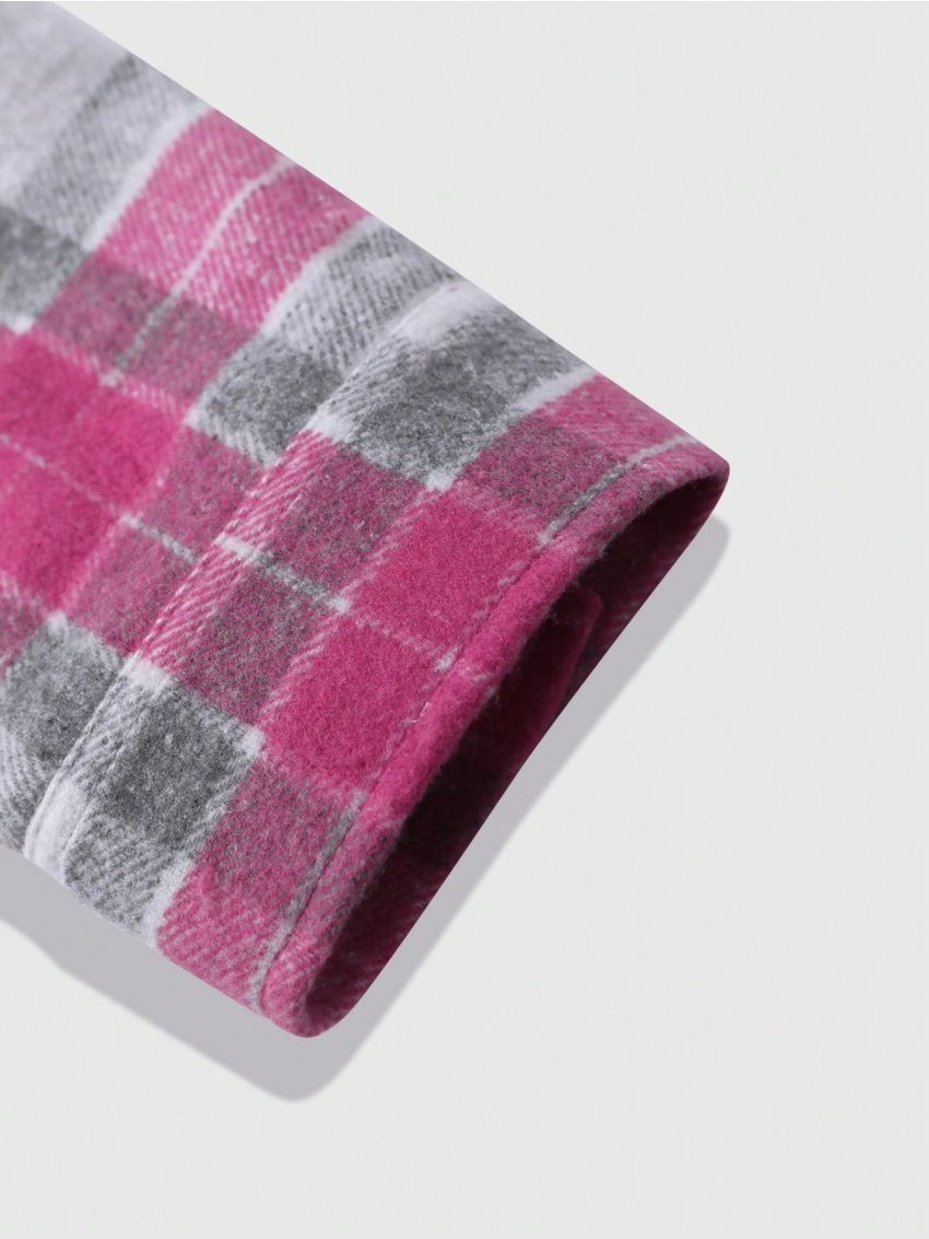 Manfinity Homme Men's Plus Size Plaid Pattern Shirt Jacket With Pockets