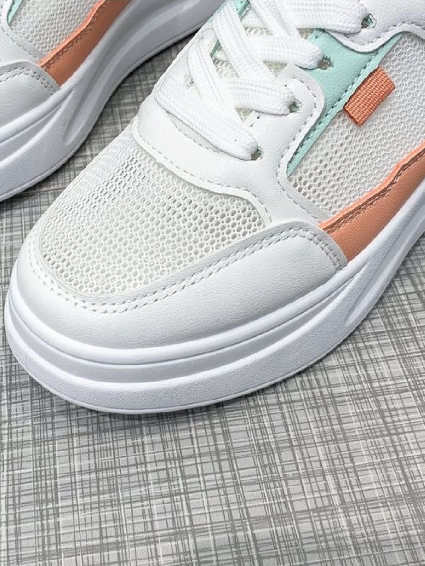 Colorblock Letter Graphic Hidden Heeled Wedge Sneakers