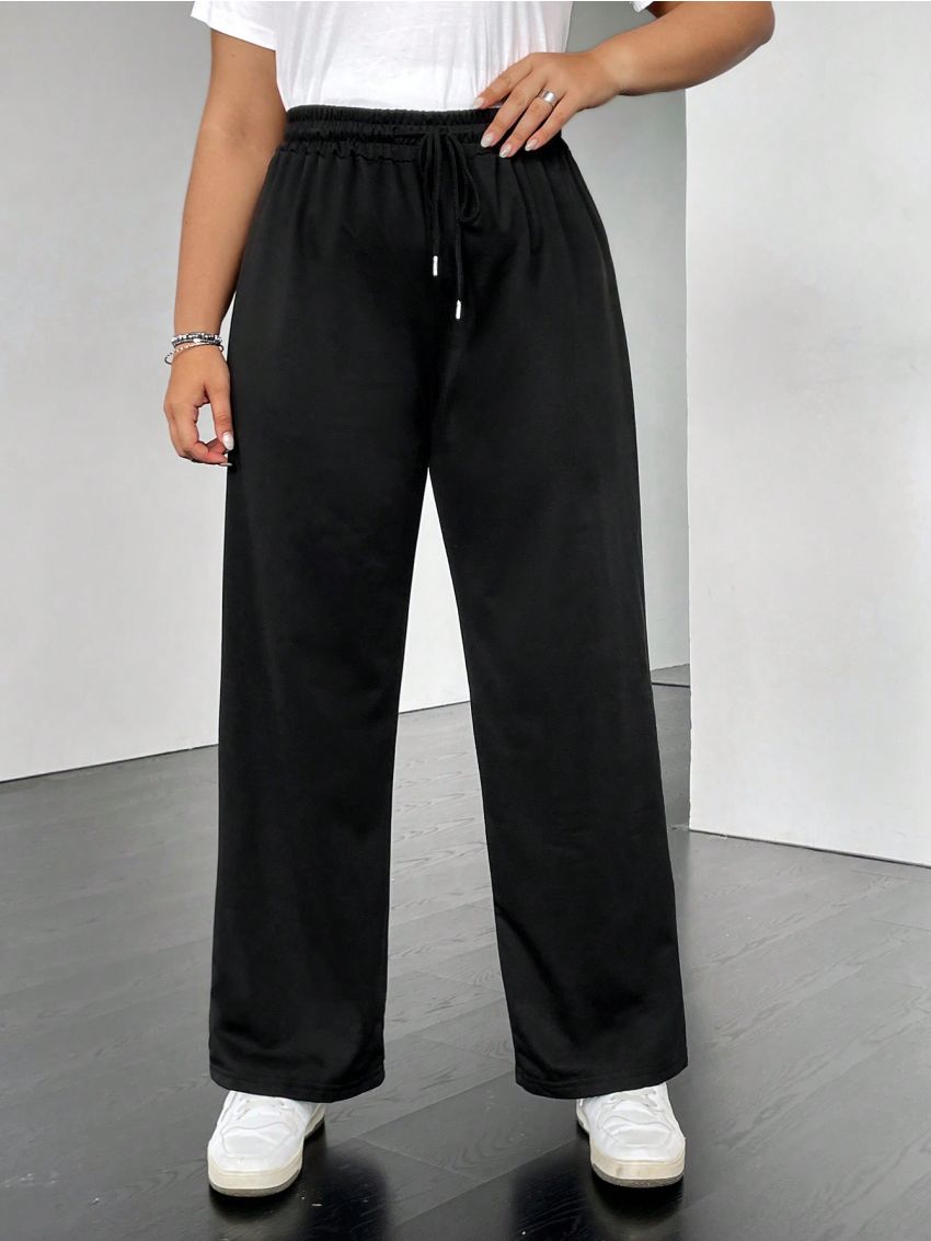 SHEIN EZwear Plus Drawstring Waist Sweatpants