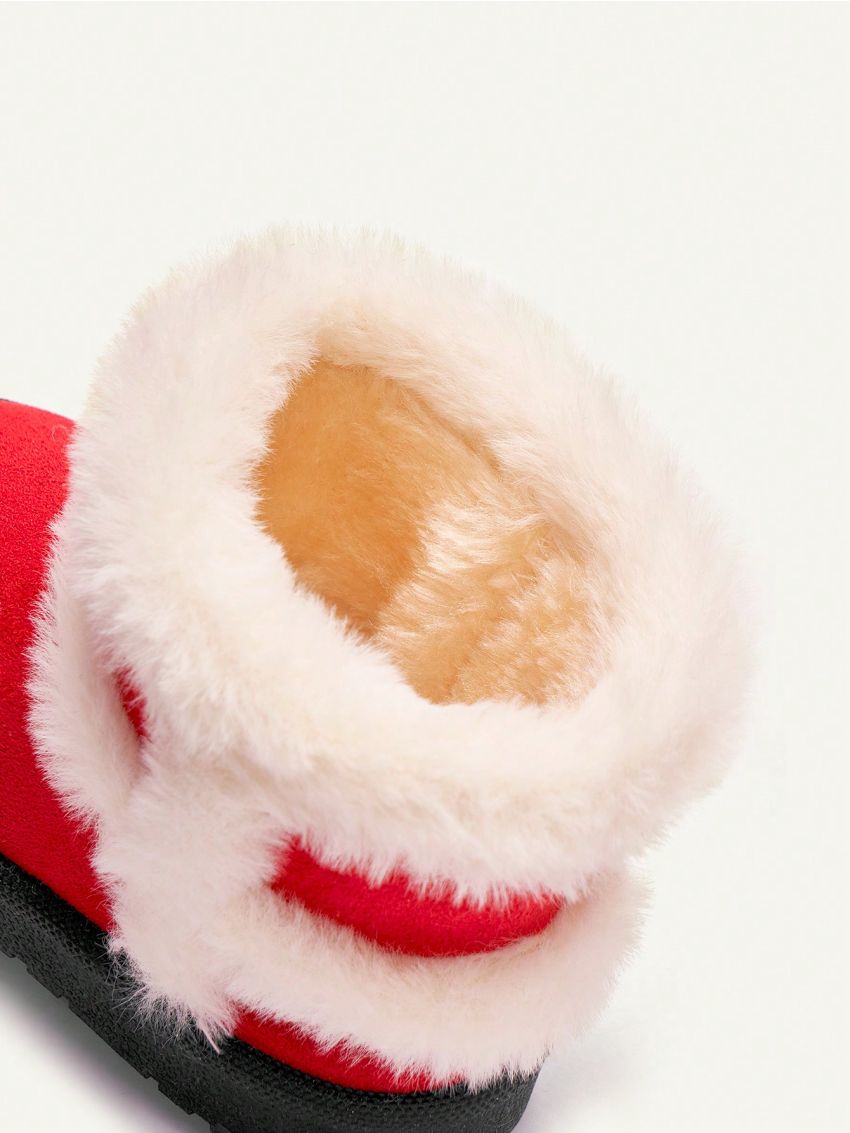 Cozy Cub Girls' Fashionable Trendy Design, Stylish, Warm & Comfortable Plush Snow Boots, Red