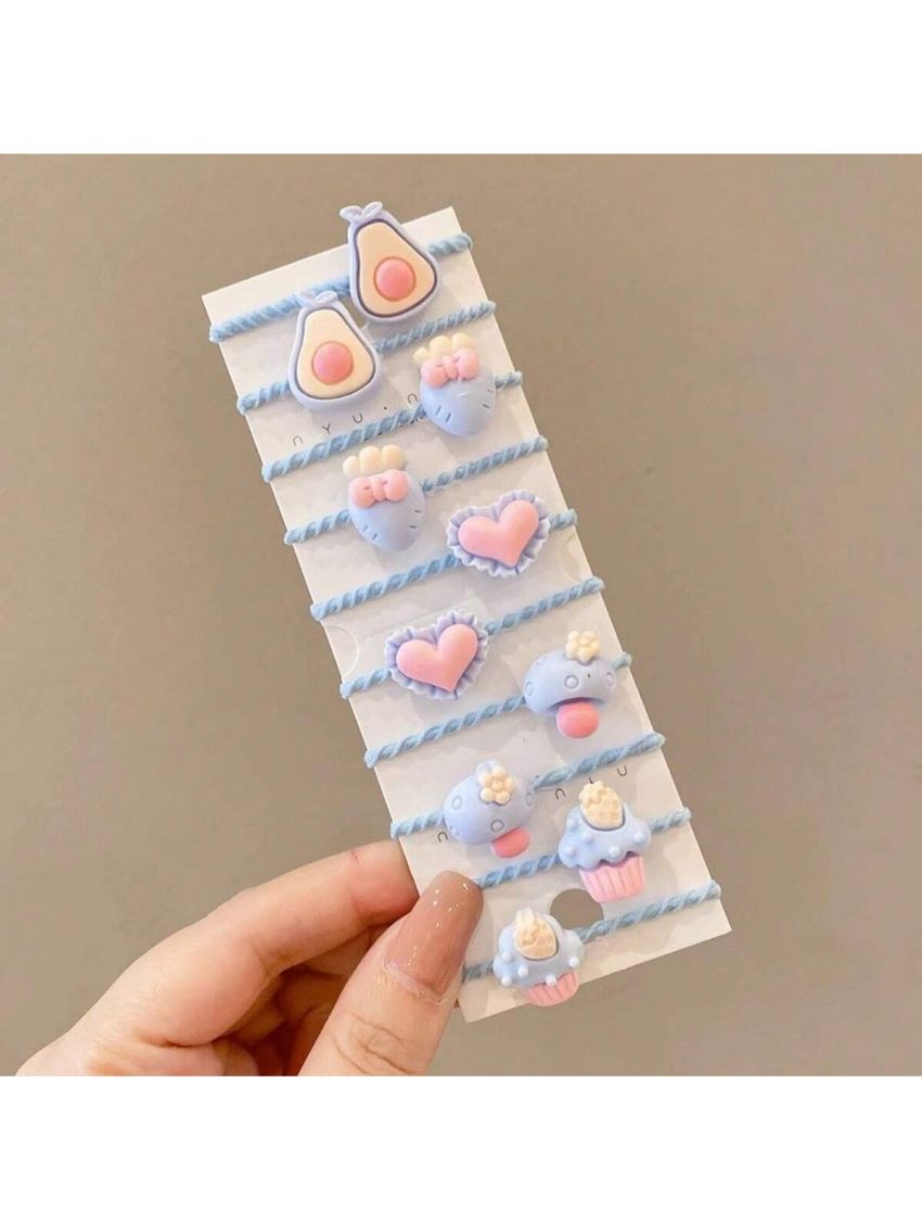 A set of 100 girls Cute Fruit Animal Ice Cream Flowers Bow Knot Colorful Hair Tie Multicolor acrylic cute style cartoon scrunchies for baby girl's daily use