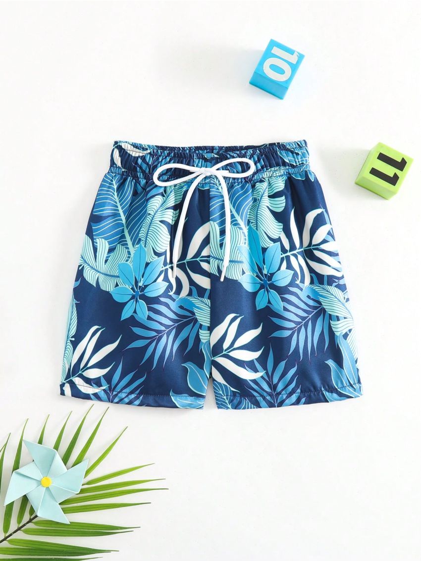 Baby Swimwear Woven Fabric Leaf Print Beach Shorts