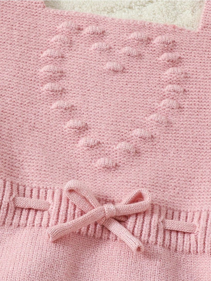 Baby Girls' Solid Color Ruffle Edge Knitted Romper