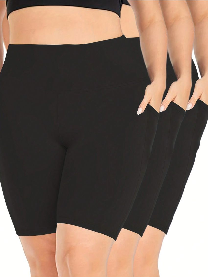 Women's Plus Size Solid Color Cycling Shorts