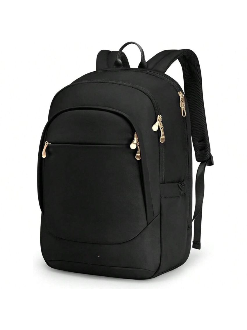 Travel Laptop Backpack for Women, 15.6 Inch Anti Theft Laptop Backpack with USB Charging Hole, Water Resistant College Bookbag, Large Capacity Black Computer Backpacks for Work, Black