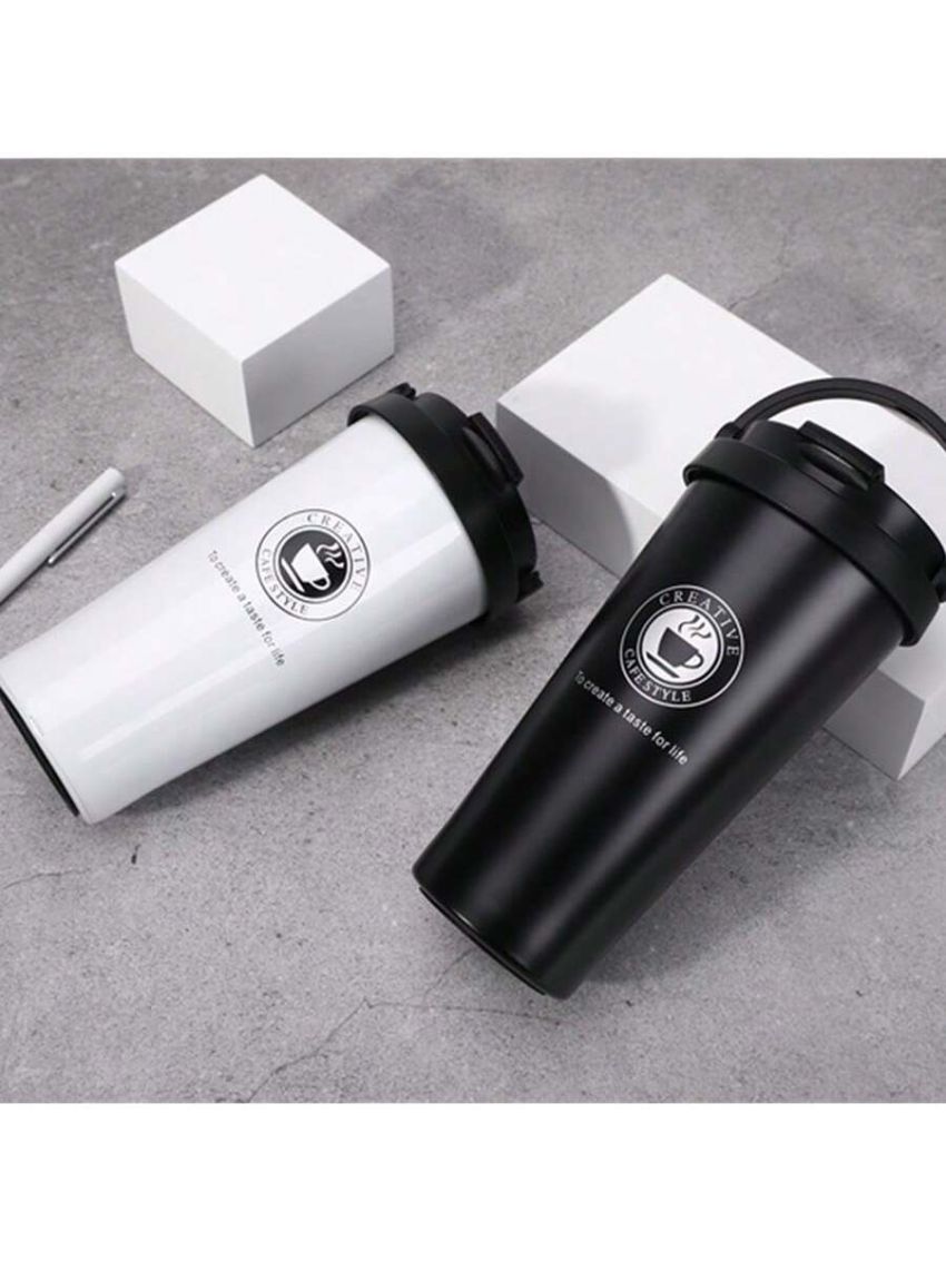 1pc 500ml Silver Stainless Steel Insulated Coffee Mug