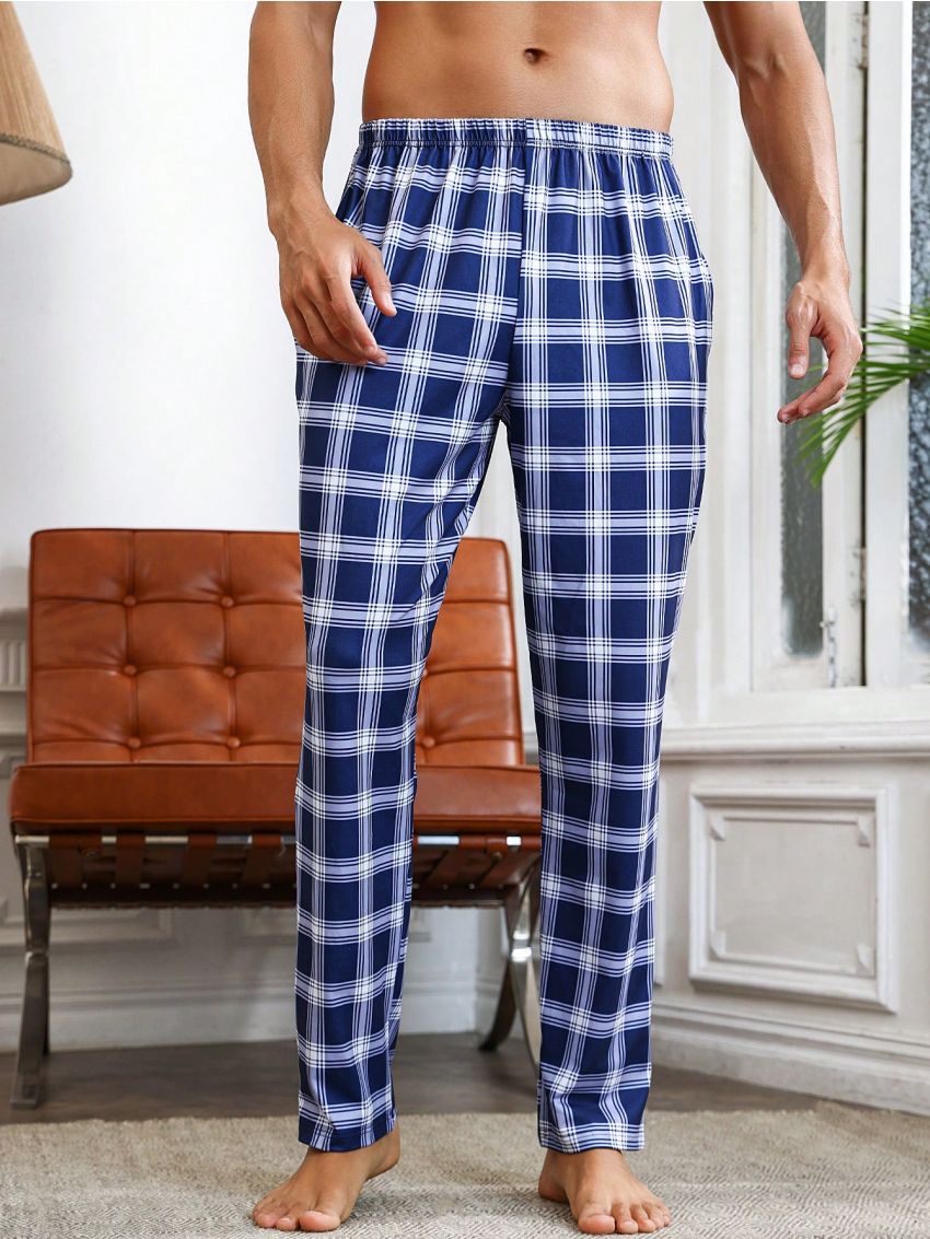 Men'S Plaid Pattern Home Wear Bottoms
