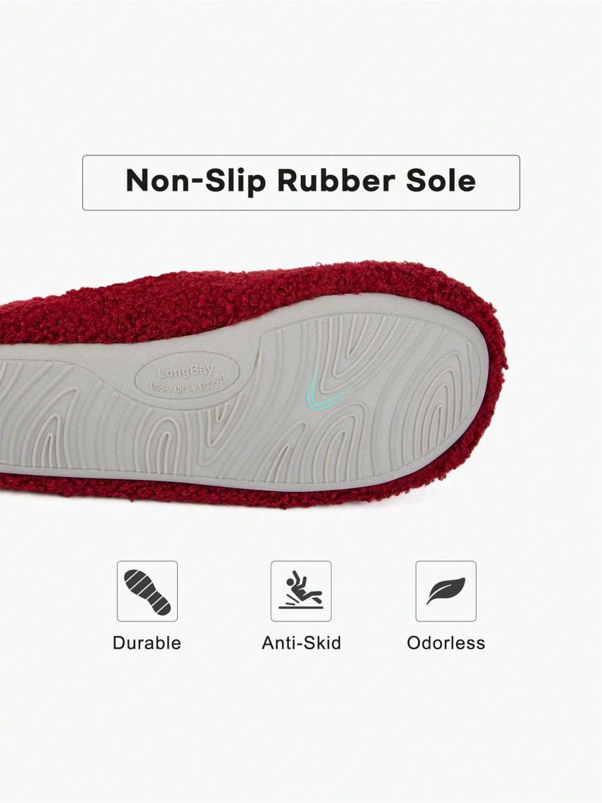 LongBay Women’s Warm Curly Fur Bootie Slippers Comfy Plush Fleece Boots Memory Foam House Shoes