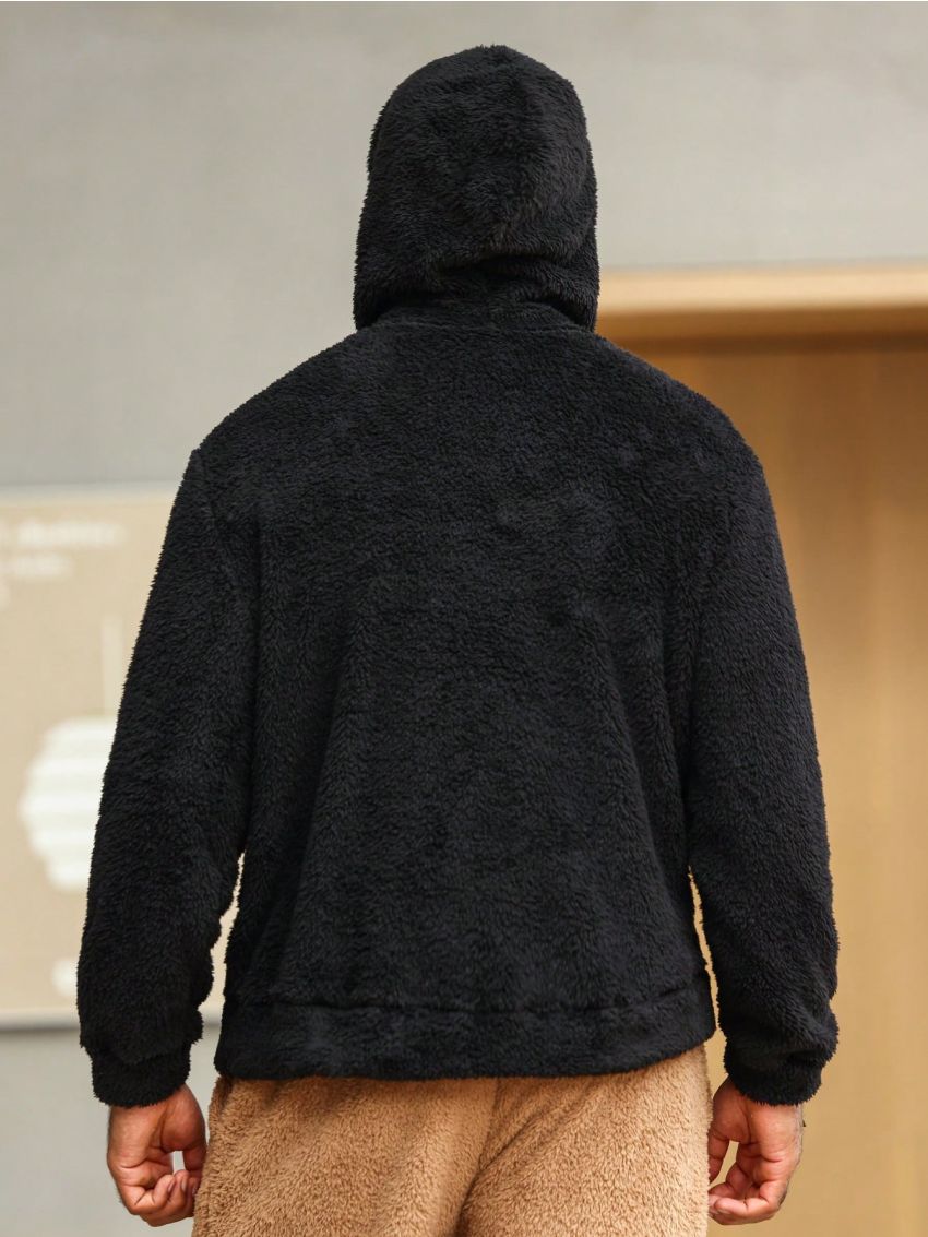 Men Kangaroo Pocket Hooded Teddy Lounge Top