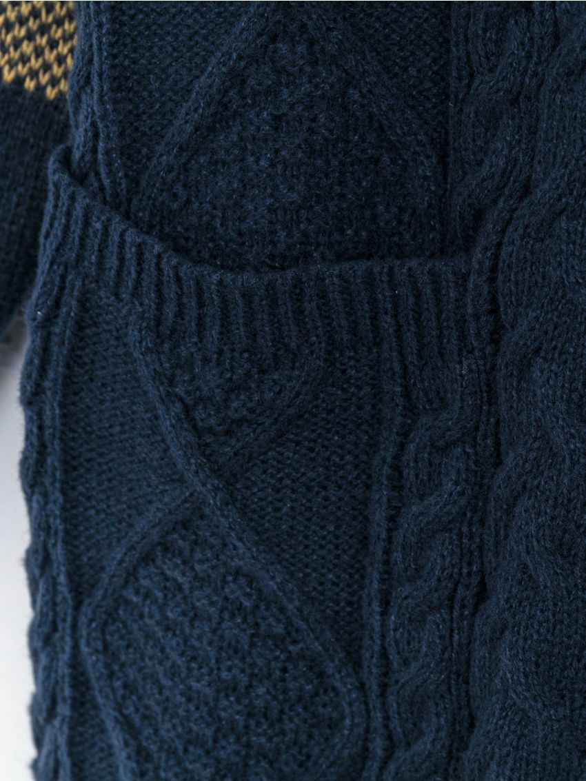 Plus Size Plaid Spliced Horn Button Cardigan Sweater