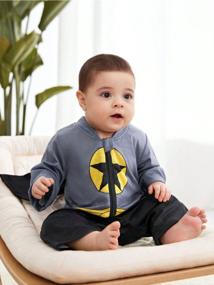 SHEIN Baby Boy'S Superhero Cape Style Outfit To Save The World