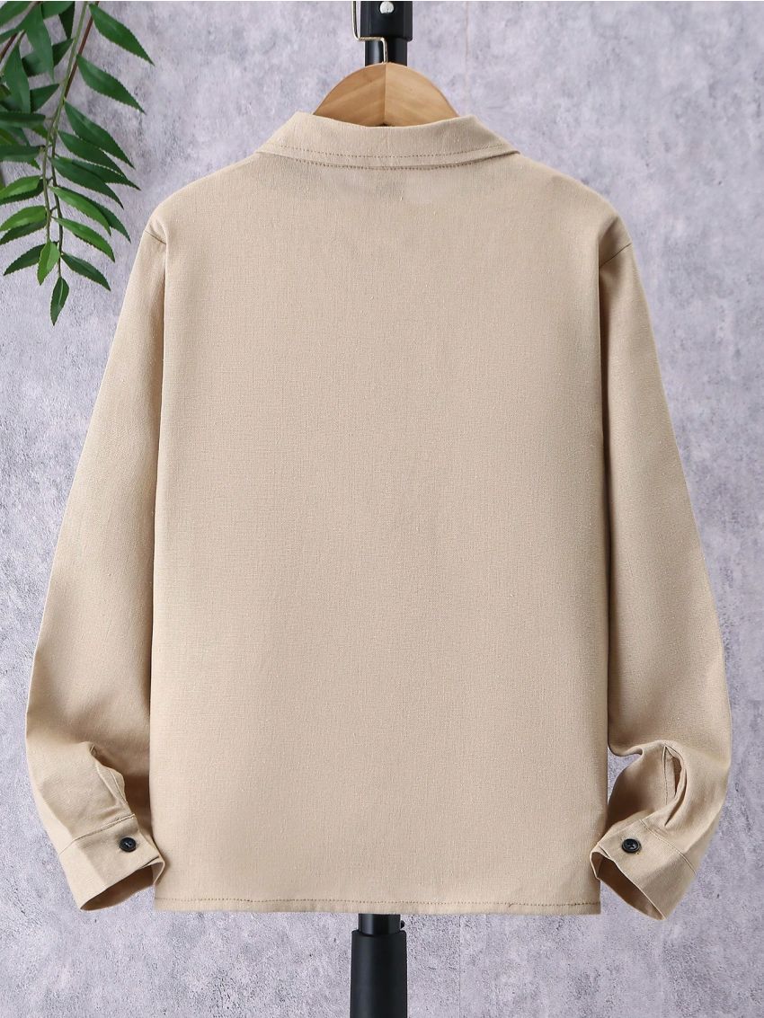 SHEIN Boys' Geometric Print Long-sleeved Shirt