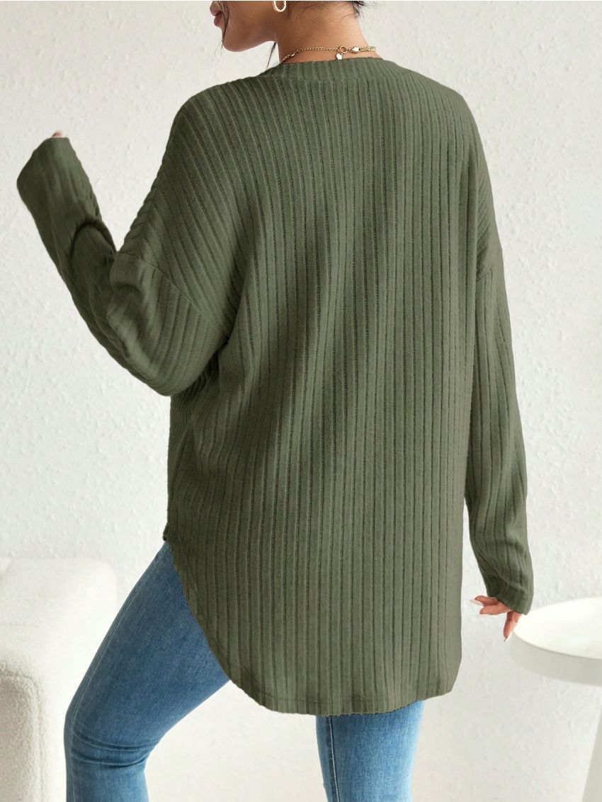 SHEIN Maternity Button-front Off-shoulder Ribbed Knit T-shirt