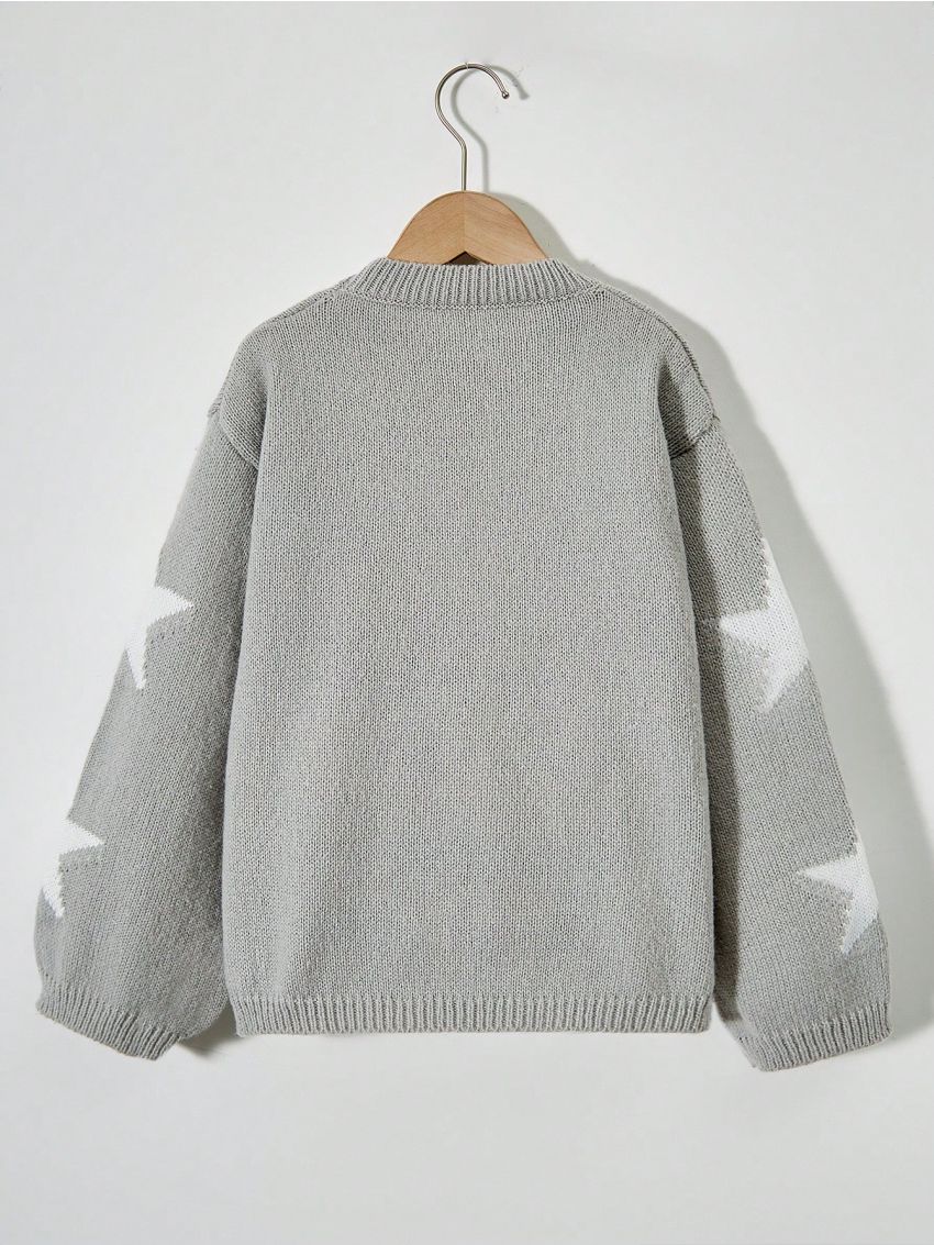 SHEIN Kids EVRYDAY Young Girls' Star Pattern Sweater Pullover