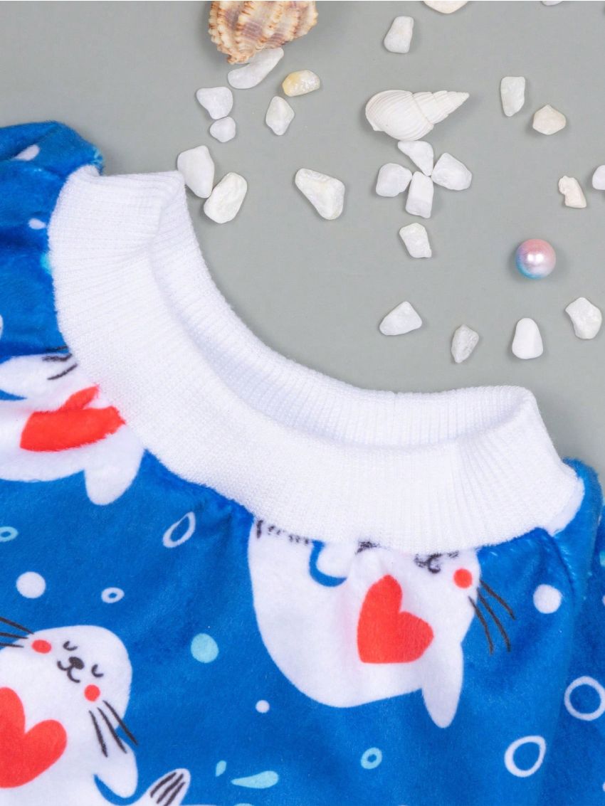 2pcs Cartoon Print Dog Pajamas Clothes for Small & Medium Dogs