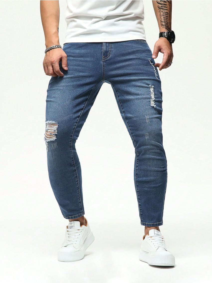 Men's Plus Size Distressed Skinny Jeans