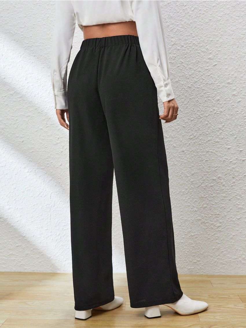 SHEIN Essnce Double-breasted Decorative Buckle Trousers
