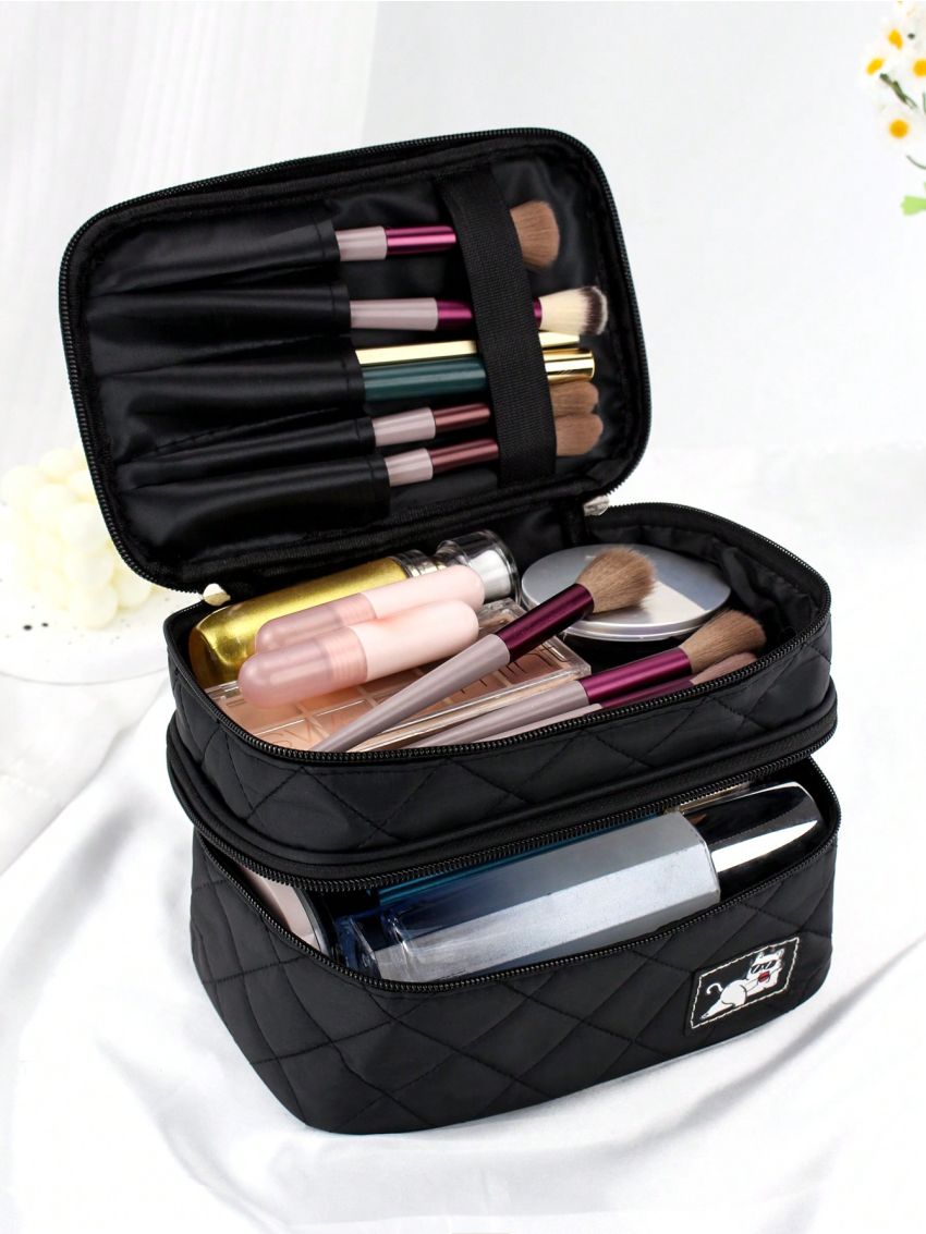 Ronwaystd Double Layer Portable Cosmetic & Storage Bag With Large Capacity, Convenient For Travel And Home Use