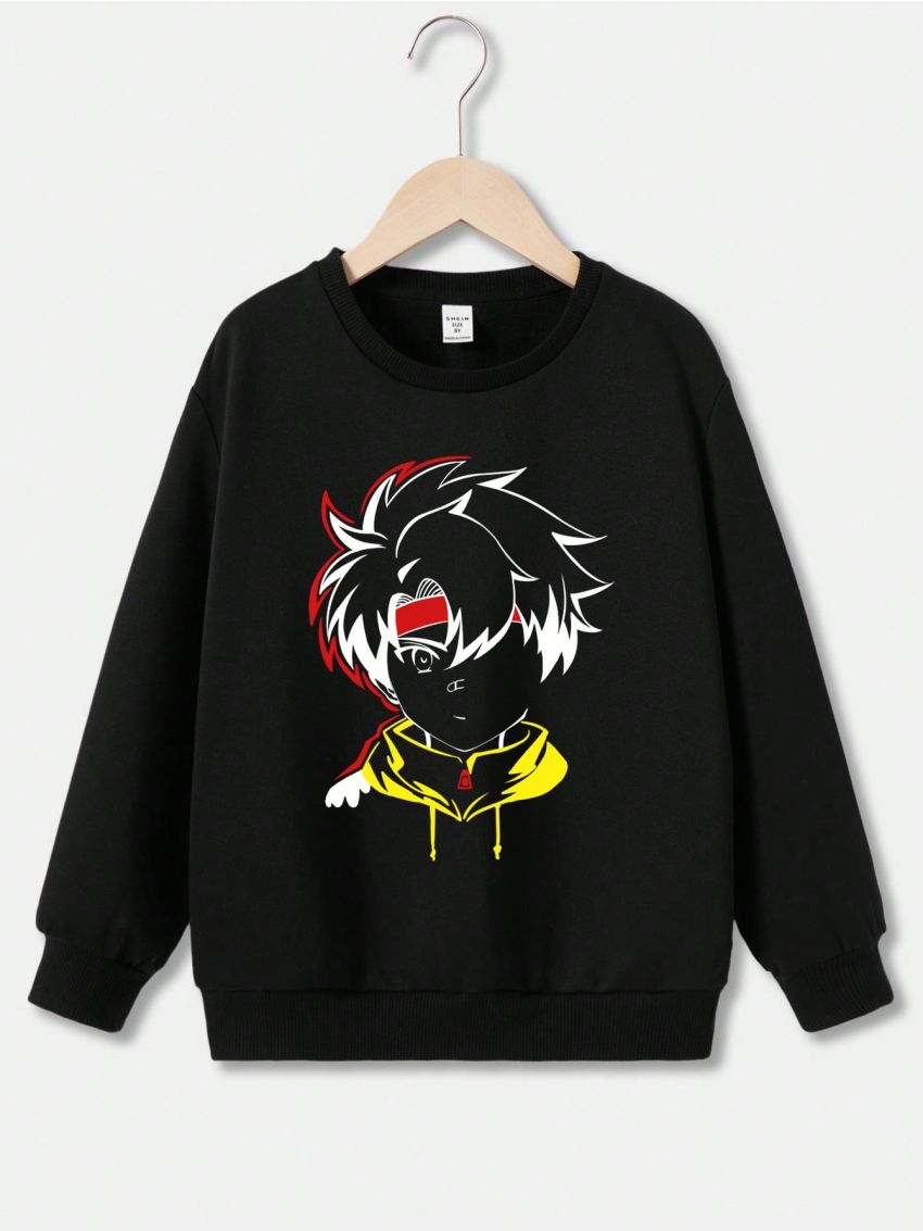 Tween Boy Figure Graphic Thermal Lined Sweatshirt