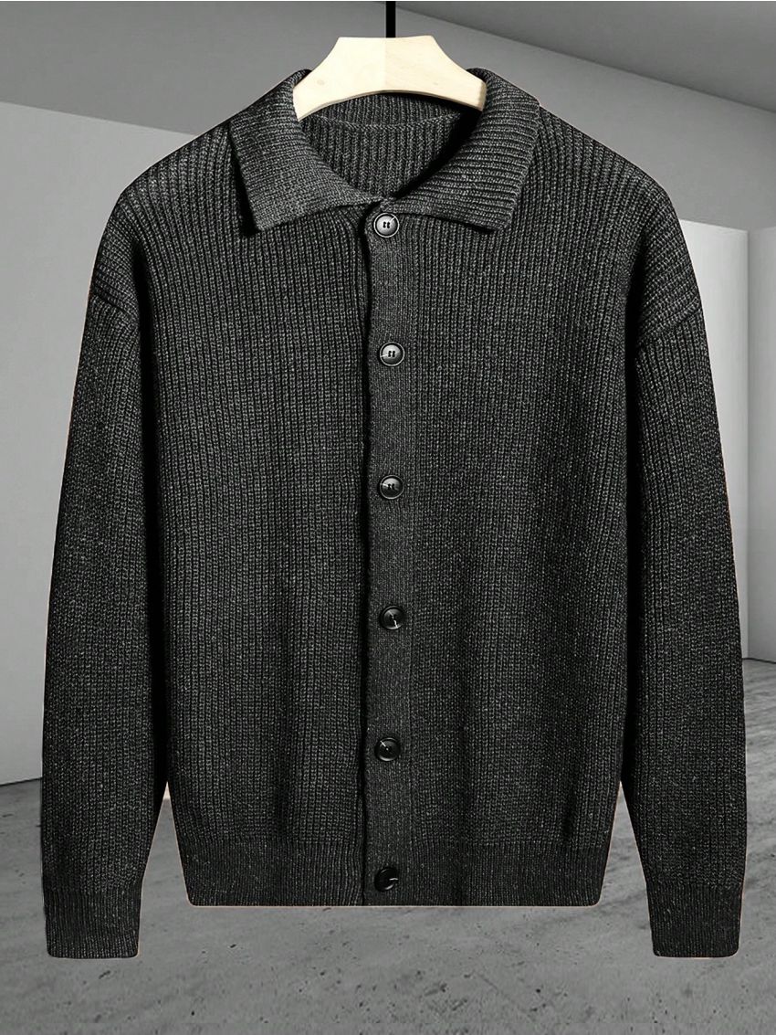 Manfinity Men's Turn-Down Collar Button Front Cardigan