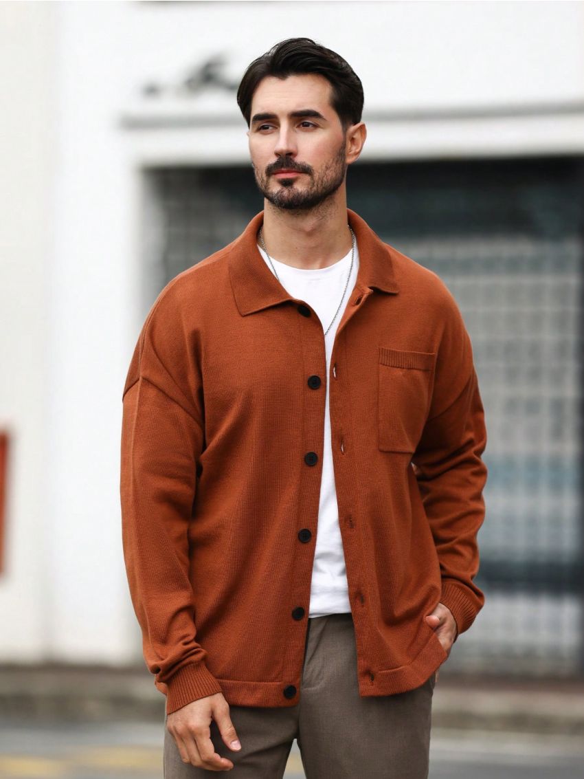 Manfinity Sporsity Men's Button-up Cardigan With Pockets On Front And Buttons