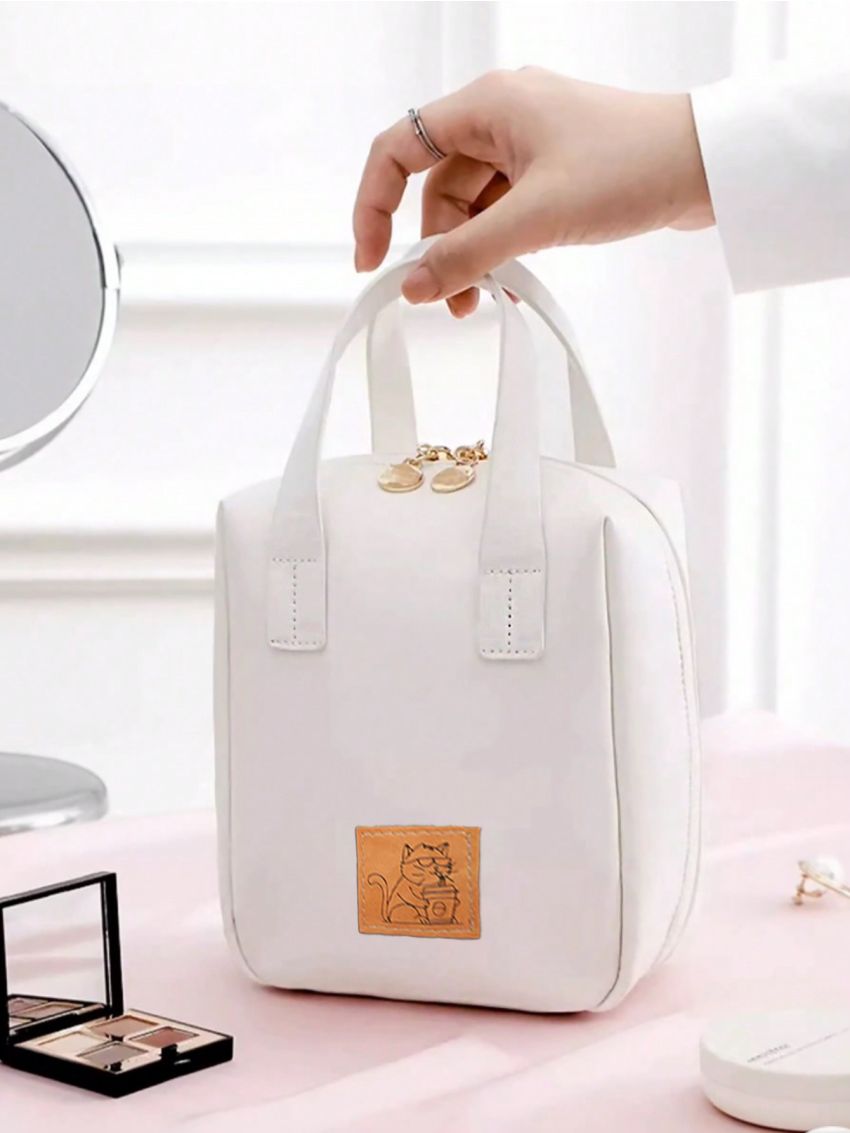 Dudeline Cartoon Label Multi-Layer Cosmetic & Toiletry Bag With Handle