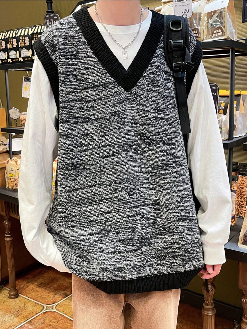 Men's Contrast Trim Sweater Vest