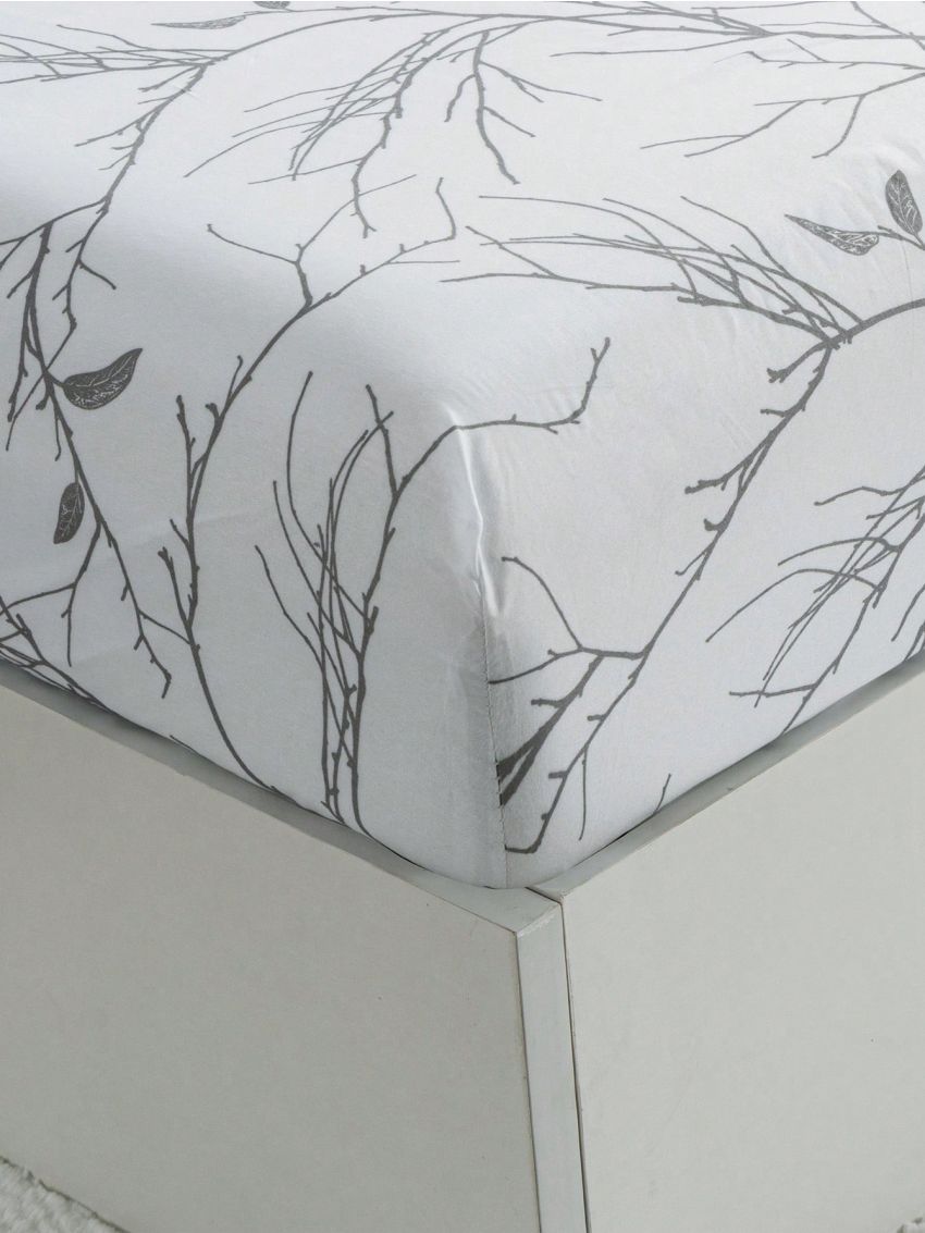 3pcs Lightweight Superfine Fiber Down Bedding Set, White Printed Pattern - 1 Comforter Cover & 2 Pillowcases