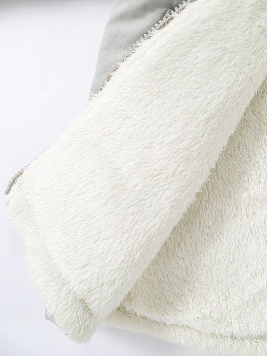 Young Boy Slant Pockets Plush Lined Puffer Coat